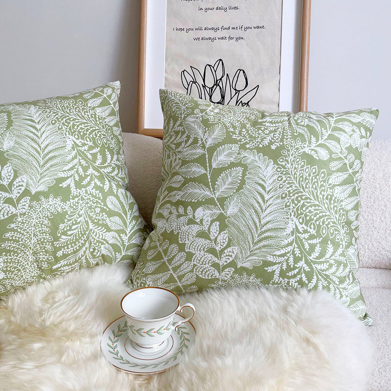green floral nordic throw pillow case, view 5 - MRSLM