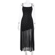 Long black sheath sling dress, view 6 - MRSLM