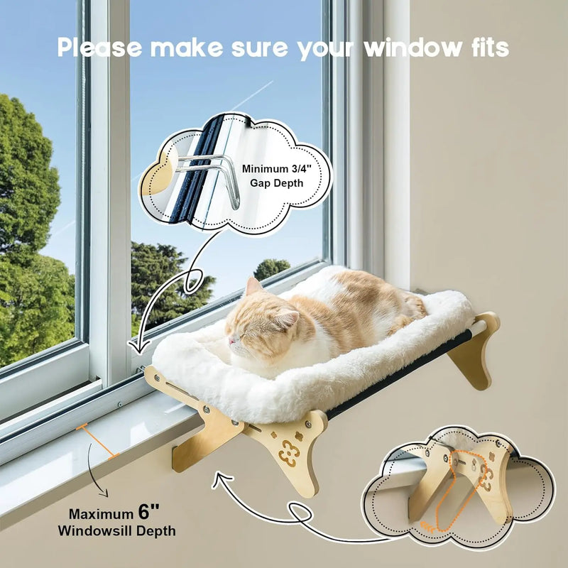 Wooden cat window hammock, view 4 - MRSLM