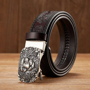 men's 3.5CM leather belt lion pattern buckle, view 2 - MRSLM