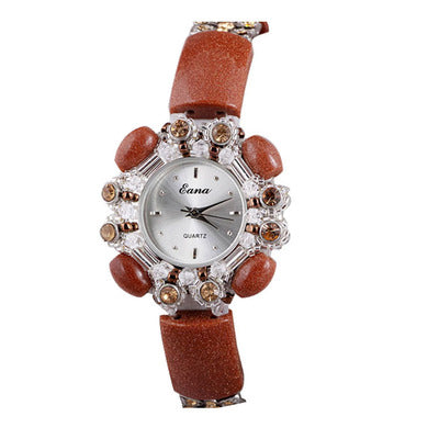 gold sandstone beaded bracelet watch - MRSLM