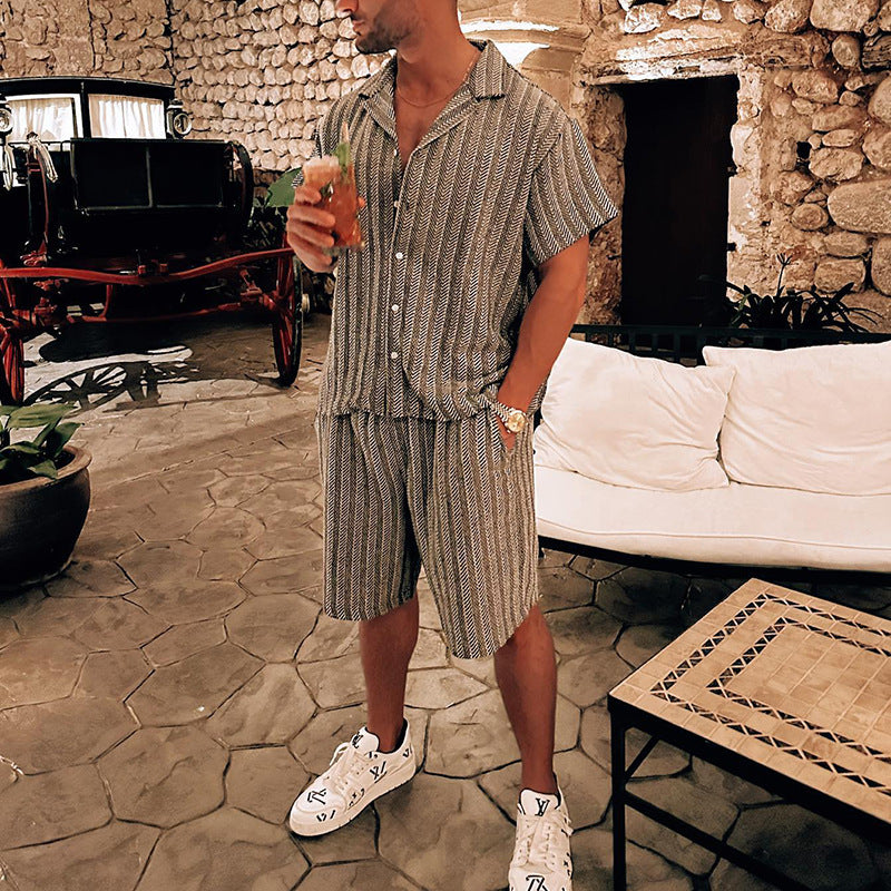 men's black and white sports top and shorts set, view 3 - MRSLM