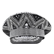 black paillette flat top party hat, view 8 - MRSLM