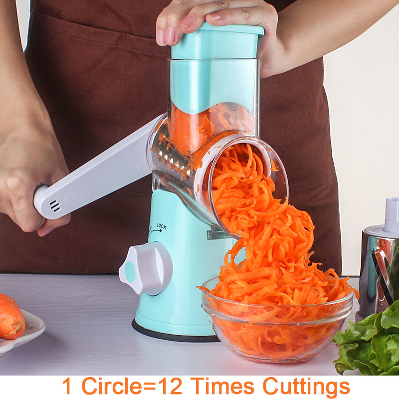 vegetable slicer shredder with 3 stainless steel blades, view 4 - MRSLM