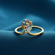 drop-shaped colorful zircon ring, view 5 - MRSLM