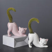 cat tail porcelain flower pot, view 6 - MRSLM