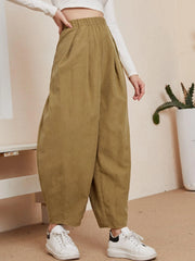high-waist cotton casual trousers, view 6 - MRSLM