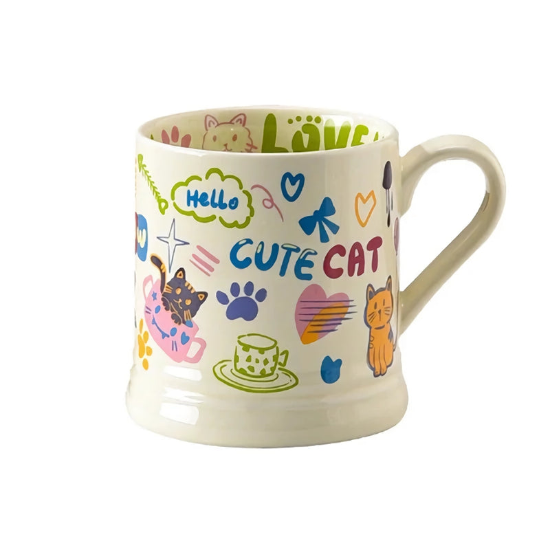 370ml French flower printed ceramic mug, view 2 - MRSLM