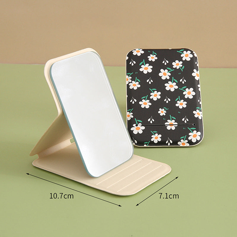 floral flip folding pocket mirror, view 5 - MRSLM