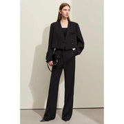women's V-neck blazer and wide-leg pants set, view 3 - MRSLM