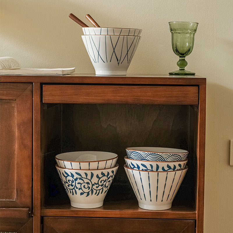 underglaze ceramic noodle bowl, view 5 - MRSLM
