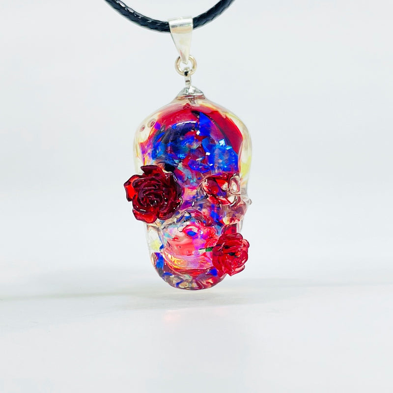 gothic skull pendant necklace, view 3 - MRSLM