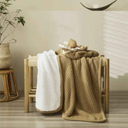 classic waffle plaid cotton knitted throw blanket, view 16 - MRSLM