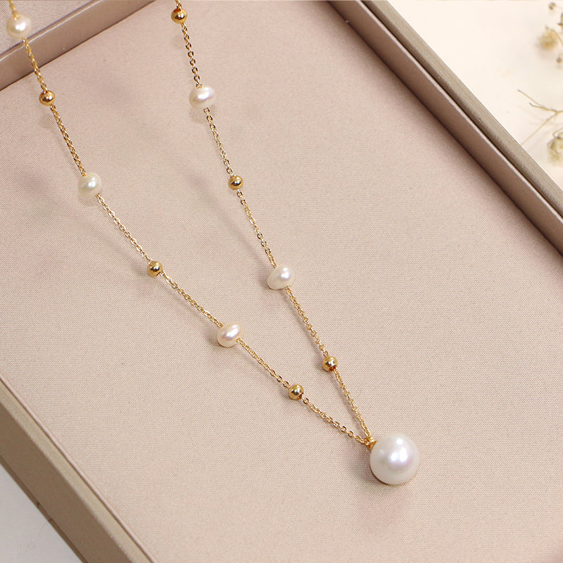 starry sky gold color necklace, view 4 - MRSLM