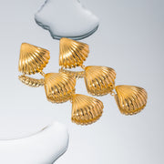 gold plated geometric shell earrings, view 8 - MRSLM