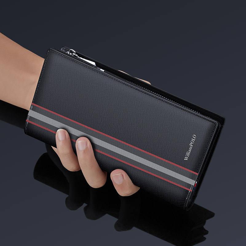Long leather men's wallet with phone pocket - MRSLM