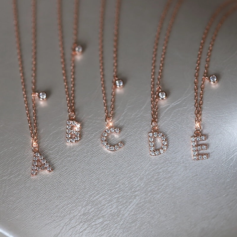 silver letter collar chain necklace, view 4 - MRSLM
