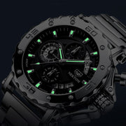 men's heavy steel band luminous quartz watch, view 5 - MRSLM