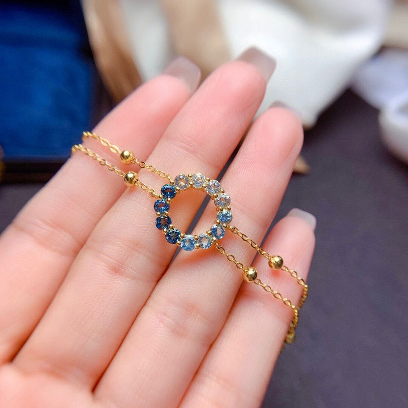 natural blue topaz silver bracelet, view 3 - MRSLM