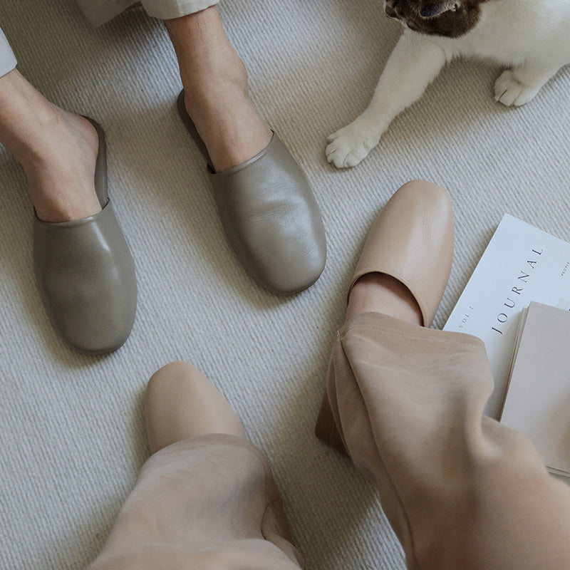 leather couple indoor slippers, view 4 - MRSLM