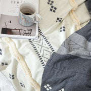 cotton tufted throw blanket, view 3 - MRSLM