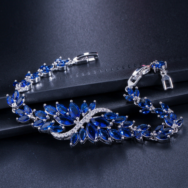 women's flower zircon bracelet, view 2 - MRSLM