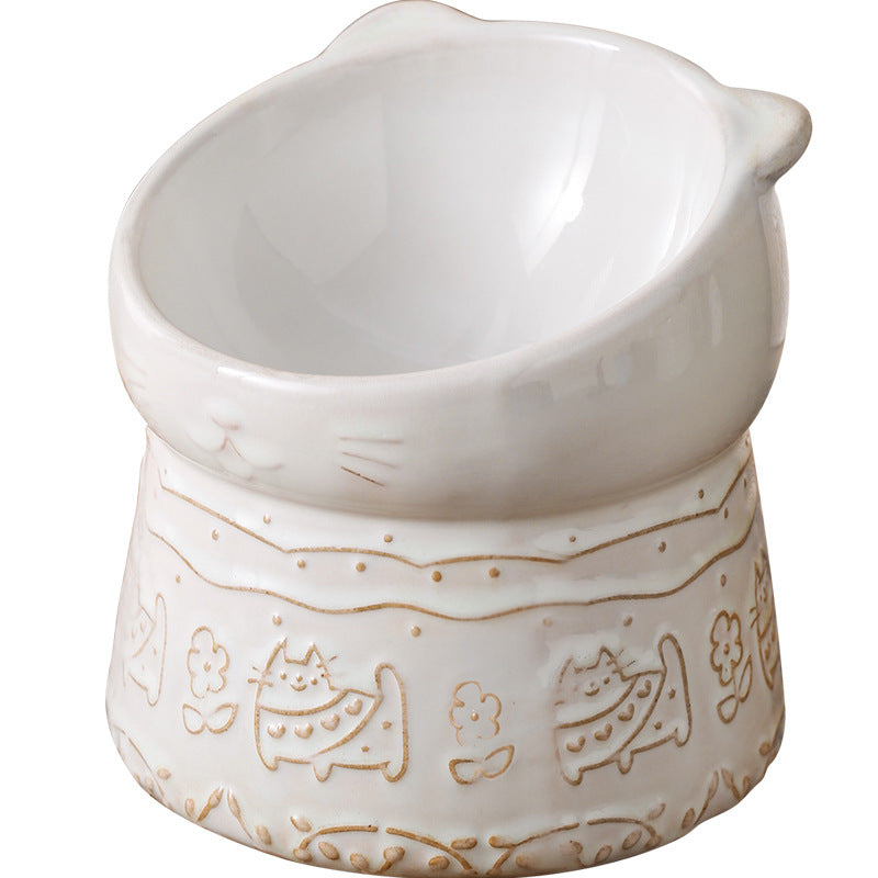 japanese style ceramic cat bowl, view 2 - MRSLM
