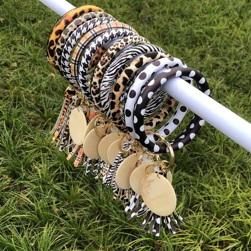 leather tiger zebra fringe bracelet, view 2 - MRSLM