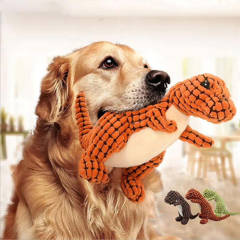 bite-resistant plush squeaky dog toy, view 2 - MRSLM