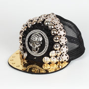 skull leopard head rivet baseball cap - MRSLM