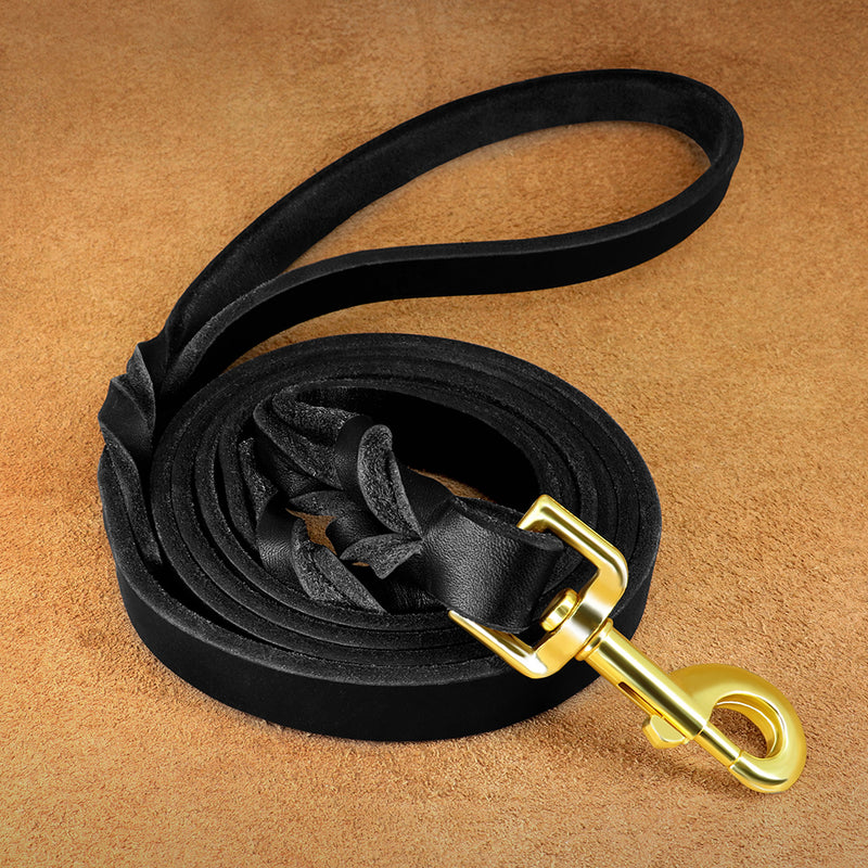 6ft genuine leather dog leash, view 6 - MRSLM