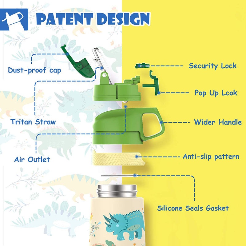 children's insulated water bottle with straw, view 16 - MRSLM