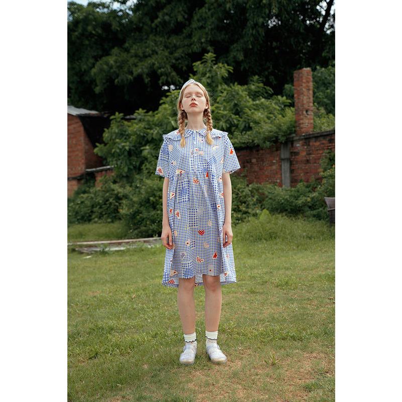 women's chiffon summer dress with peter pan collar, view 4 - MRSLM