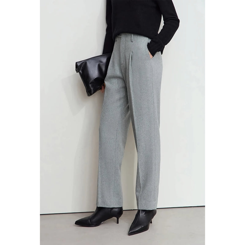 women's tapered wool blend pants, view 9 - MRSLM