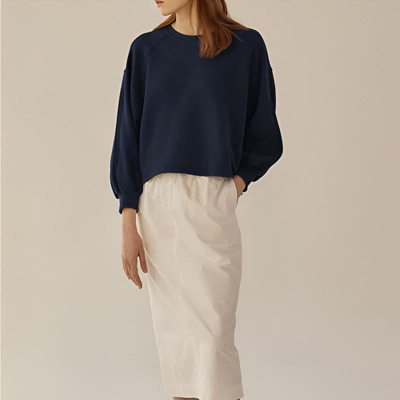 lantern sleeve cotton pullover, view 7 - MRSLM
