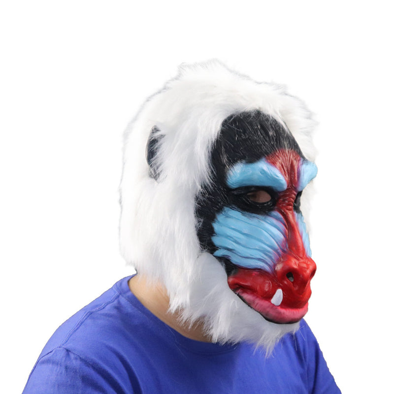 red face baboon latex mask, view 2 - MRSLM