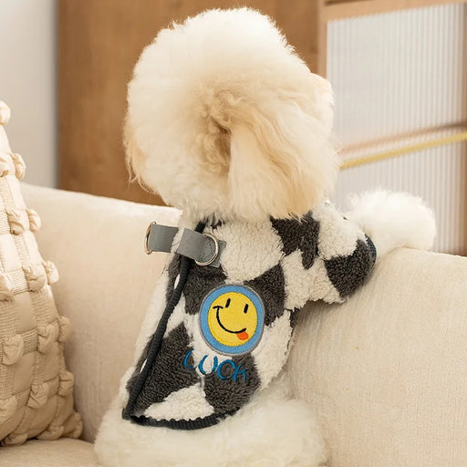 checkered fleece coat for dogs - MRSLM
