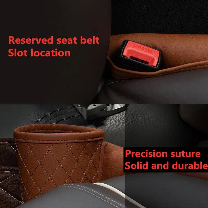 Luxe PU Leather Car Seat Gap Organizer with Drink Holder