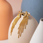 starfish tassel dangle earrings, view 3 - MRSLM