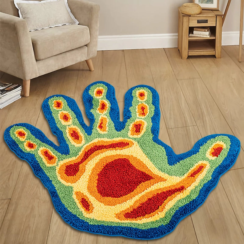 hand tufted art rug with 3d hand design, view 3 - MRSLM