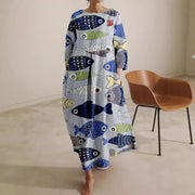 Round neck plus size long dress - MRSLM