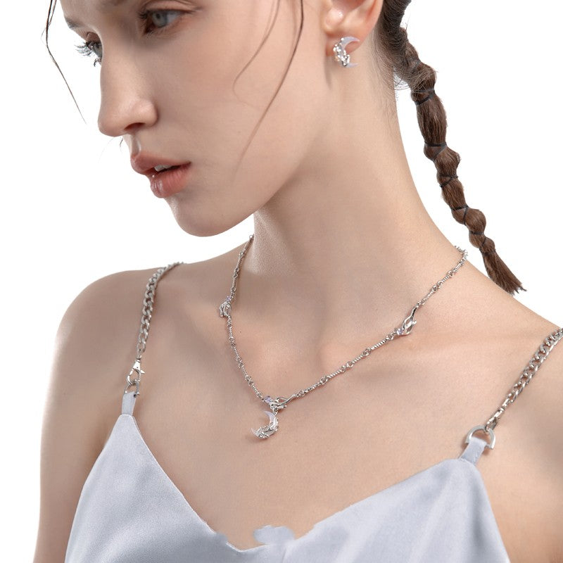 moon and stars pendant necklace, view 3 - MRSLM