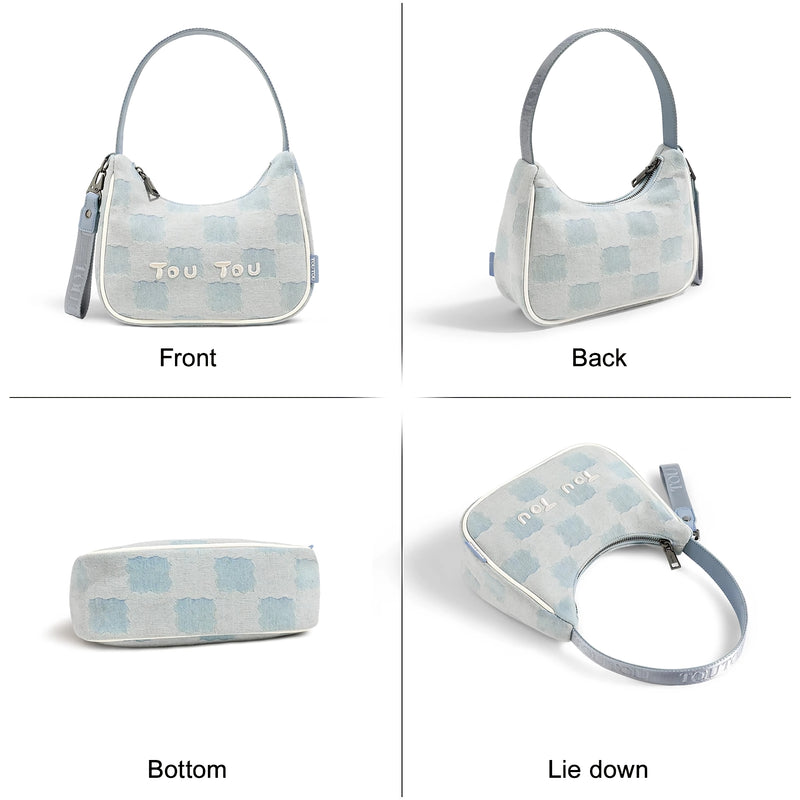 denim look baguette bag, view 8 - MRSLM