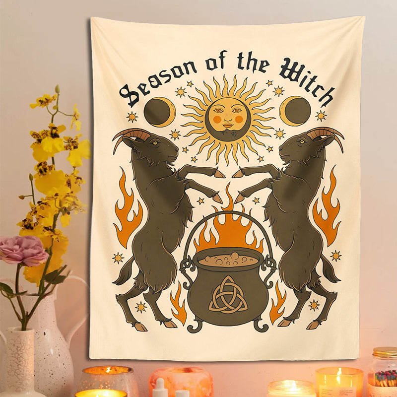 Sun moon cat tapestry wall hanging, view 9 - MRSLM
