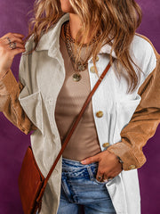 Women's color-block corduroy shirt jacket, view 8 - MRSLM