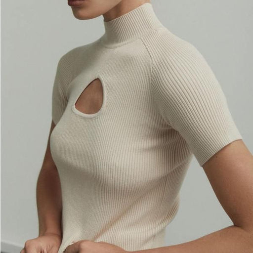 Women's half high collar knitted pullover - MRSLM