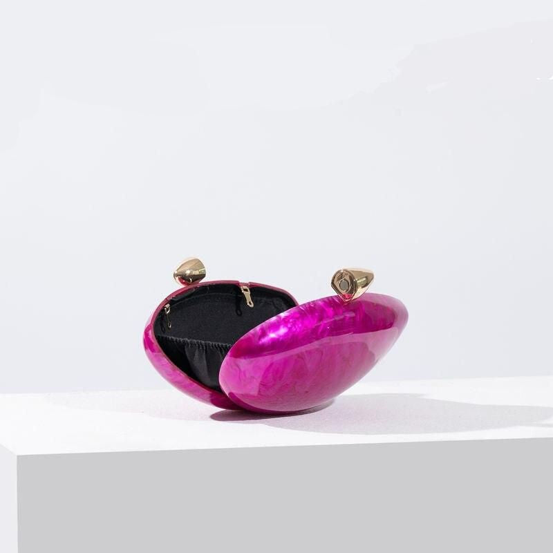 acrylic rose shell clutch, view 6 - MRSLM