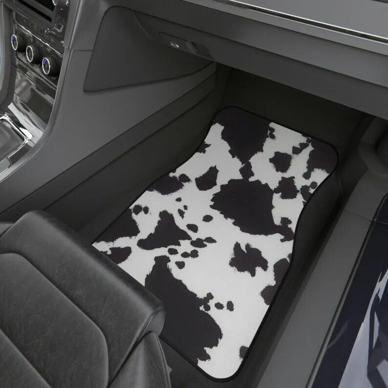 cow print car floor mats, view 5 - MRSLM