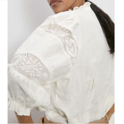 women's lace embroidered bubble sleeve top, view 5 - MRSLM