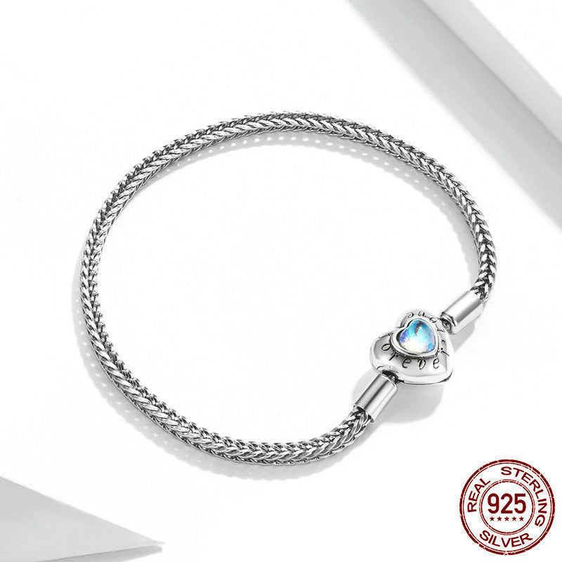 heart moonstone sterling silver bracelet, view 2 - MRSLM